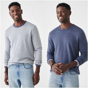 Faherty Cloud Cotton Reversible Crew Navy/Striped